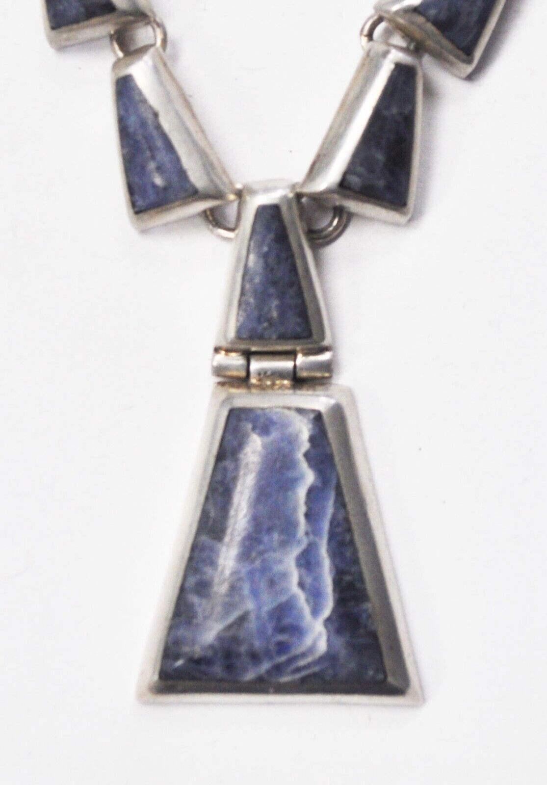 Sterling Blue Sodalite Square 7" Bracelet Triangle 10mm Link Necklace 17"
