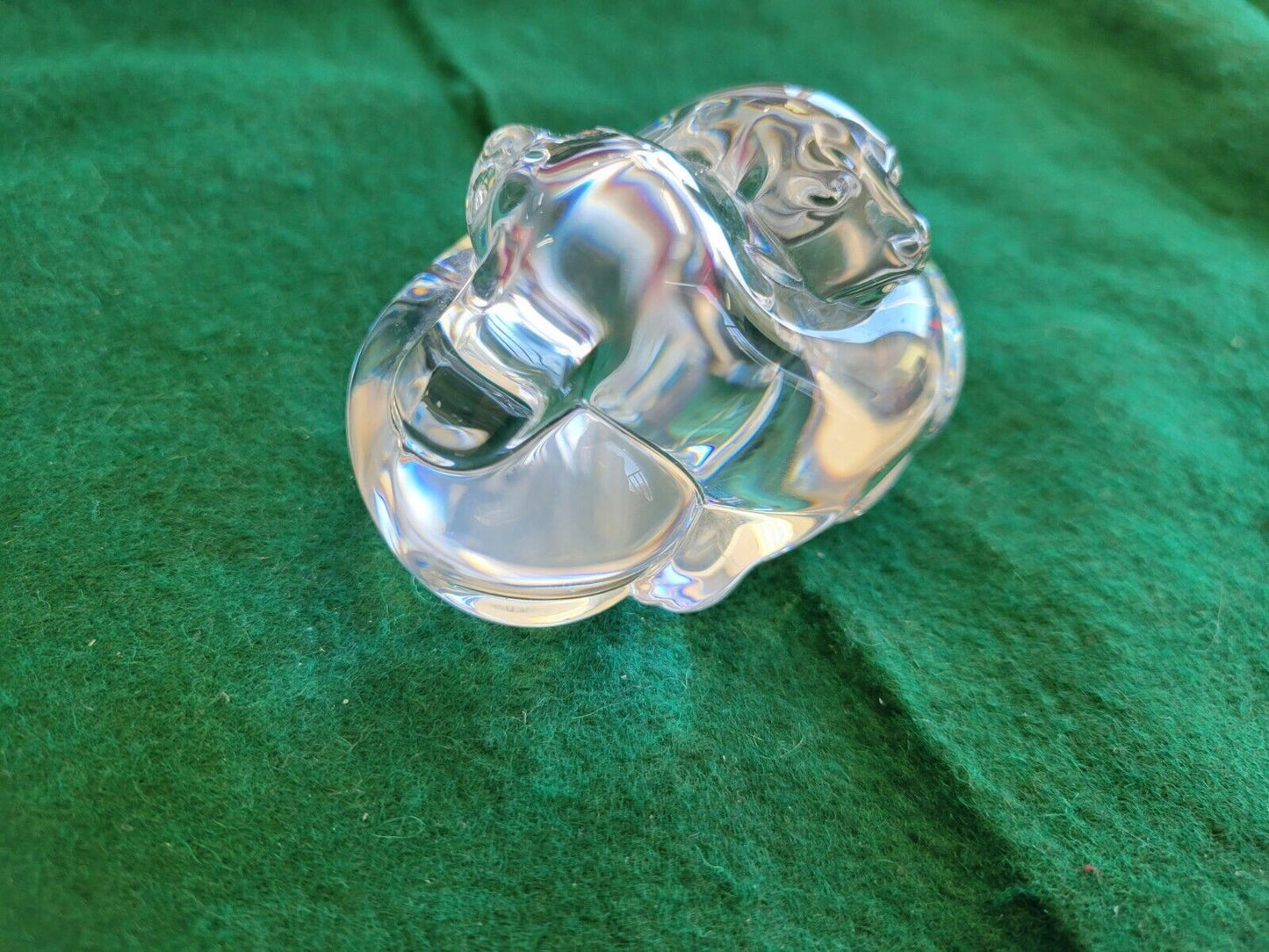 Steuben Glass Sleeping Puppies Signed Lead Crystal Paperweight