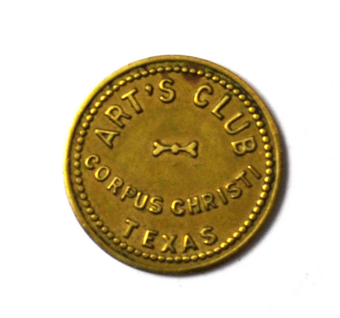 Art's Club Trade Token 2-1/2c Corpus Christi Texas 20mm Bowtie