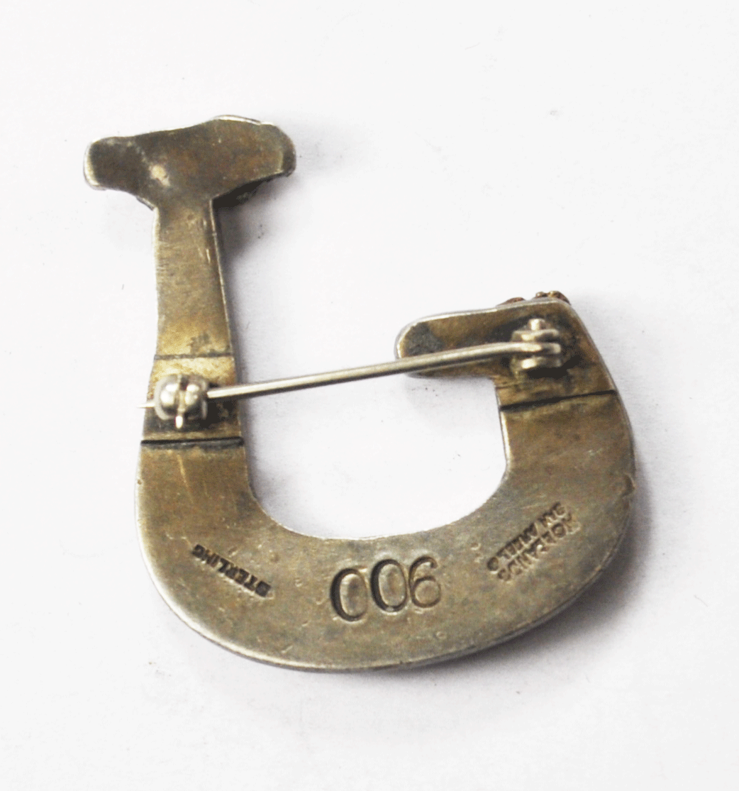 J Fish Hook Sterling Gold Nugget Brooch Hollands San Angelo 1.5" x 34mm 900