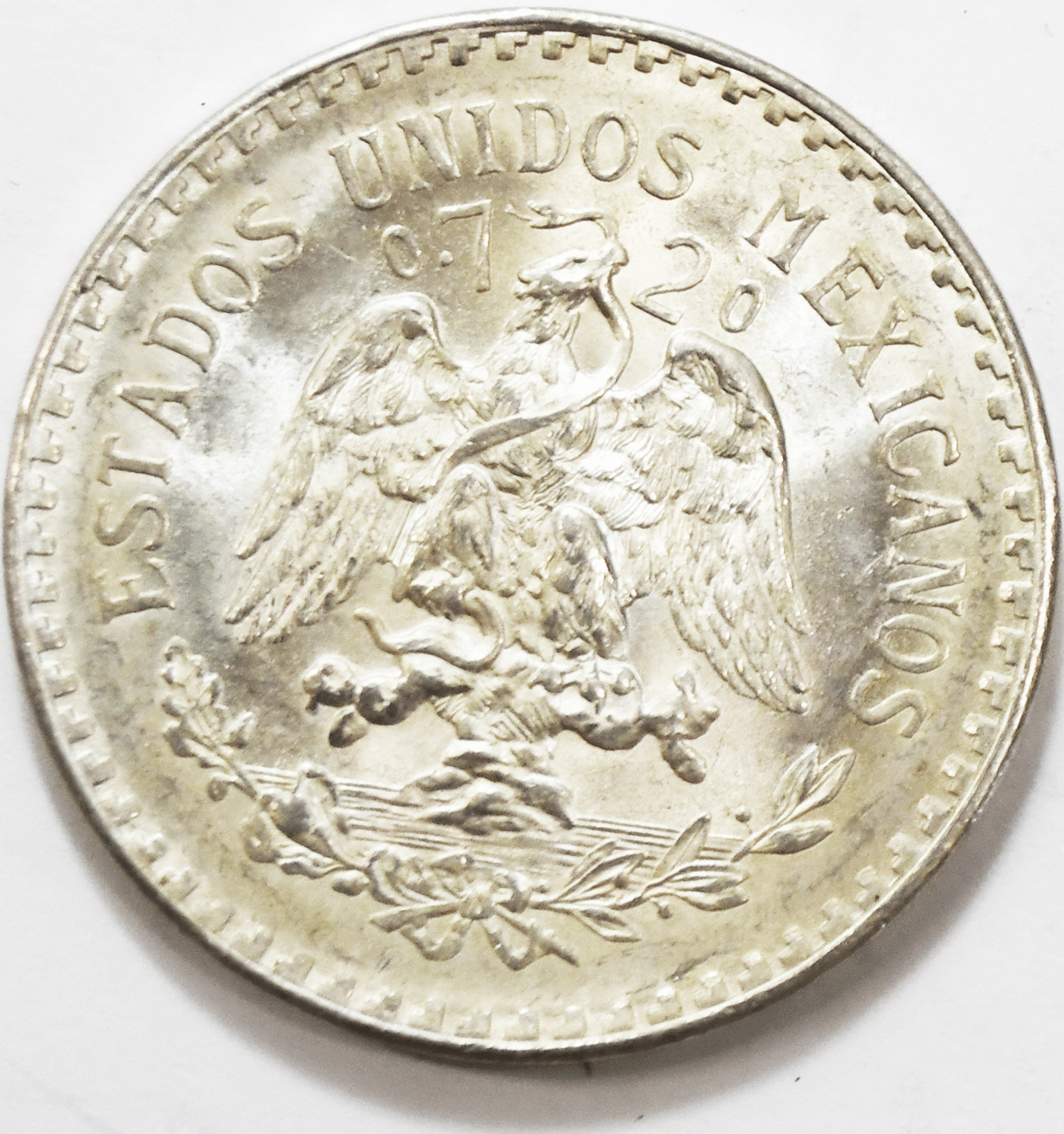 1945 Mexico Silver One Peso Uncirculated Coin KM#45