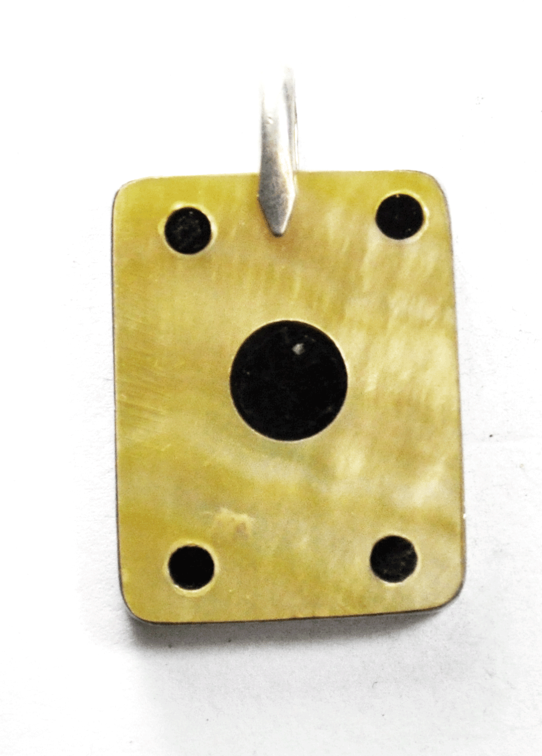 Sterling Silver Rectangle MOP Black Onyx Dot Inlay Domino Pendant 40mm x 25mm