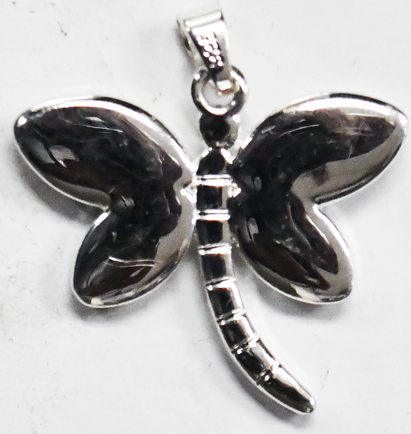 Sterling Silver Larimar Blue Dragonfly Butterfly Bug Pendant 35mm x 32mm