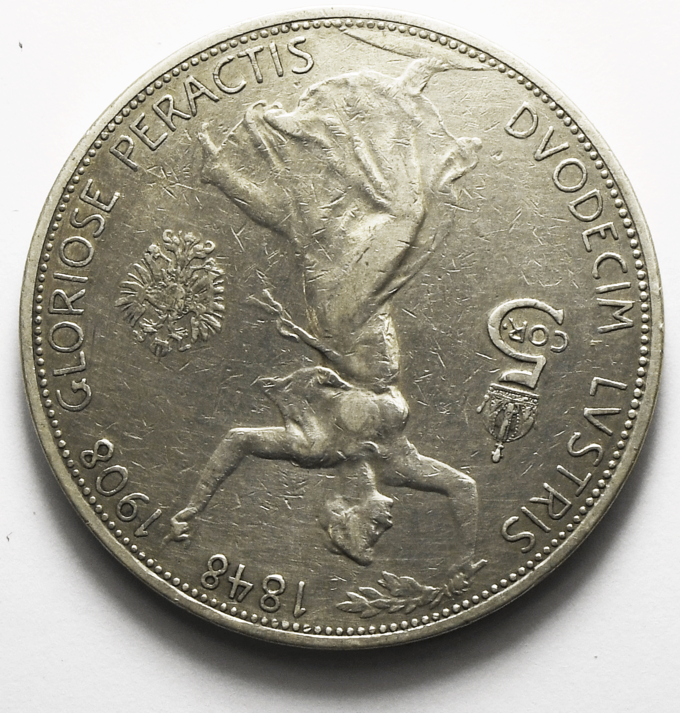 1908 Austria 5 Five Corona Silver Coin KM# 2809