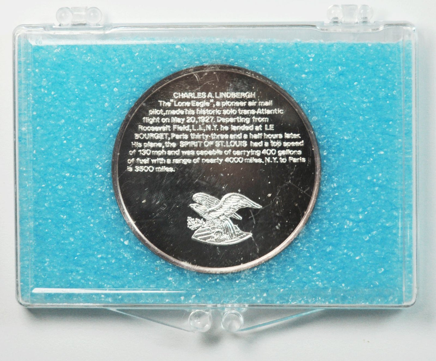 1977 Charles Lindbergh 50th Anniversary Stamp 120th 1ozt .999 Silver Proof Medal