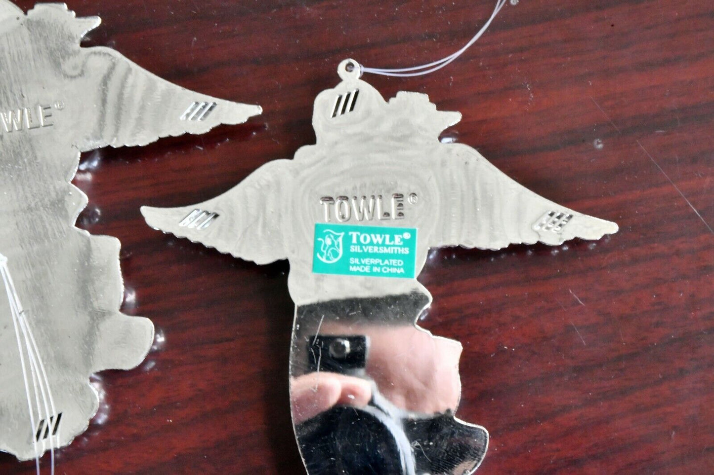 Vintage Set of 6 Towle Silver Plate Angels Playing Harps Christmas Ornaments