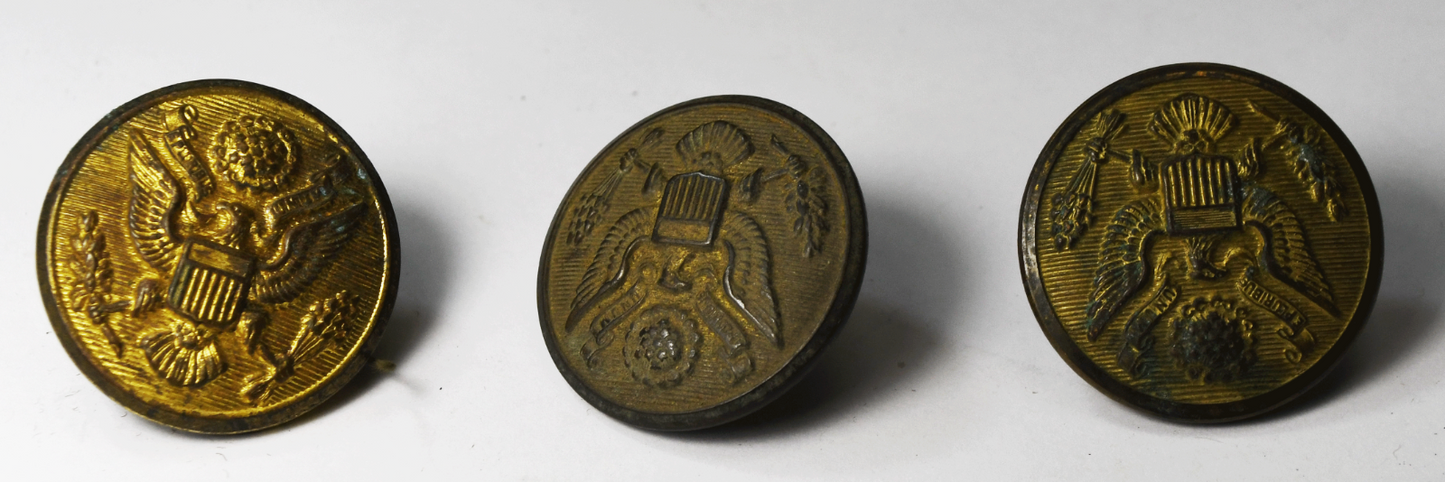 3 Vintage Rex Products New Rochelle US Great Seal Eagle Uniform Buttons