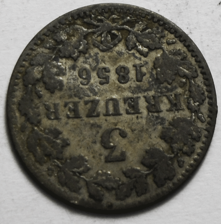 1856 German States Bavaria 3 Kreuzer KM# 800 Silver Coin Low Mintage