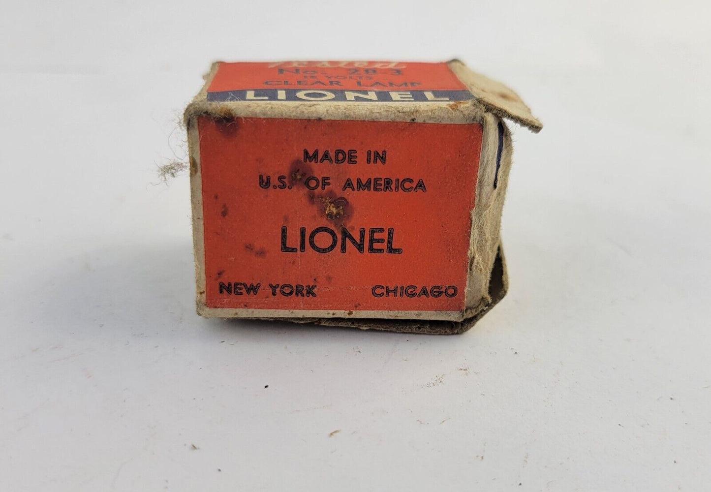 Post War LIONEL O Scale Bulb In Original Box # 28-3 Red Light 18 Volt Untested