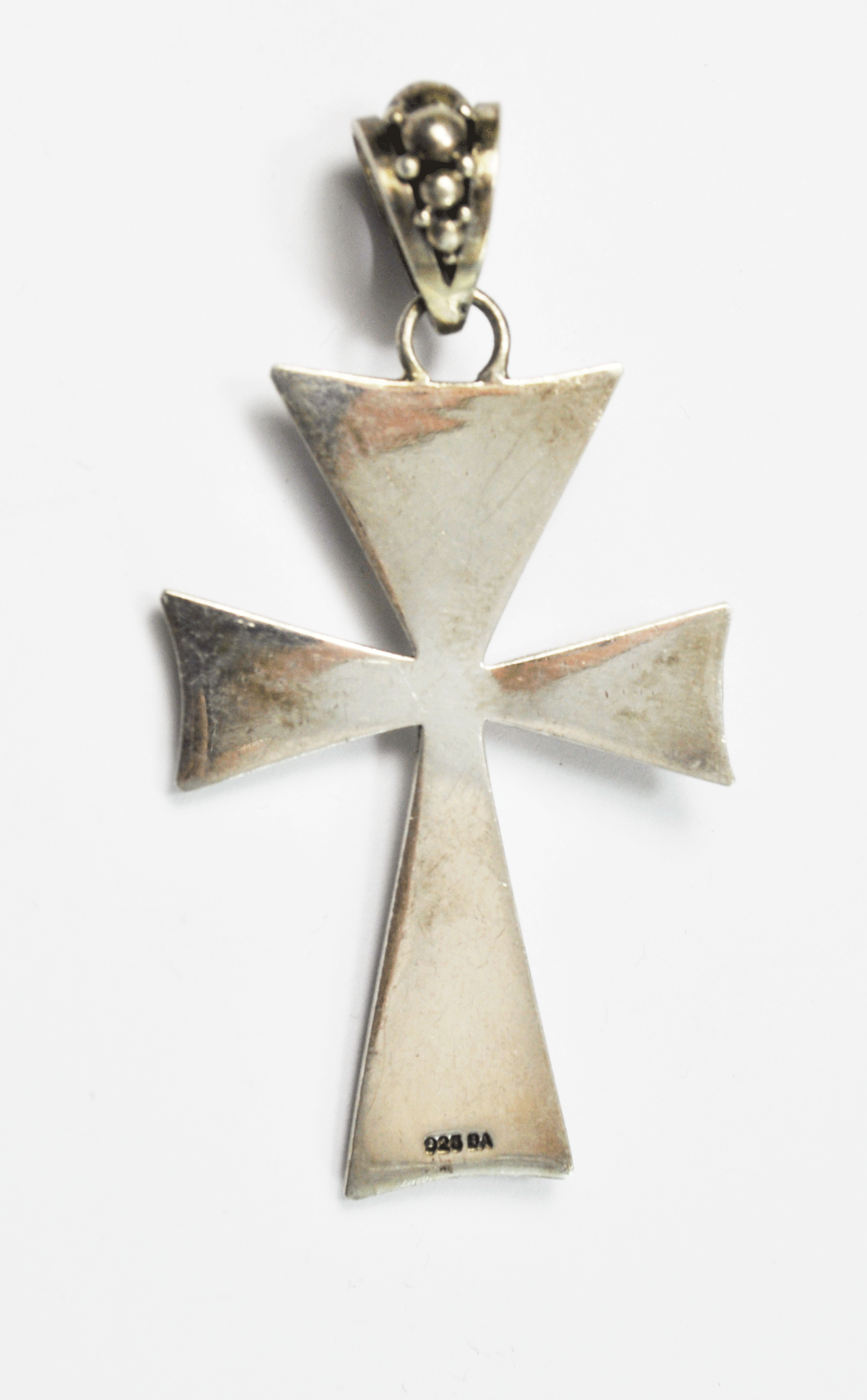 Sterling Suarti Bali BA Dot Bubble Rutilated Quartz Large Cross Pendant 2-3/4"