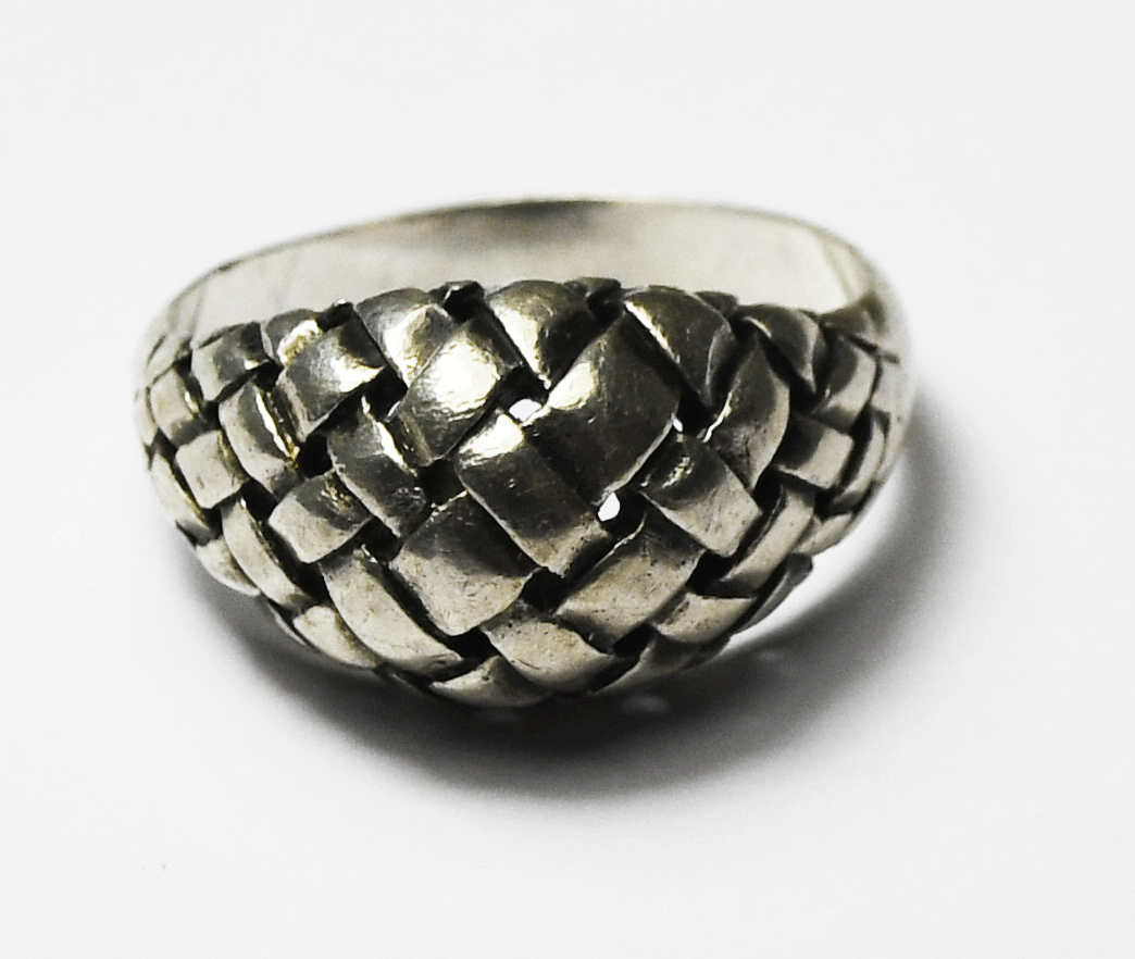 Sterling James Avery Domed Basket Weave Ring 10mm Size 7