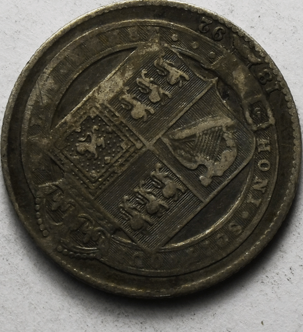 1892 Great Britain One Shilling Silver Coin KM# 774