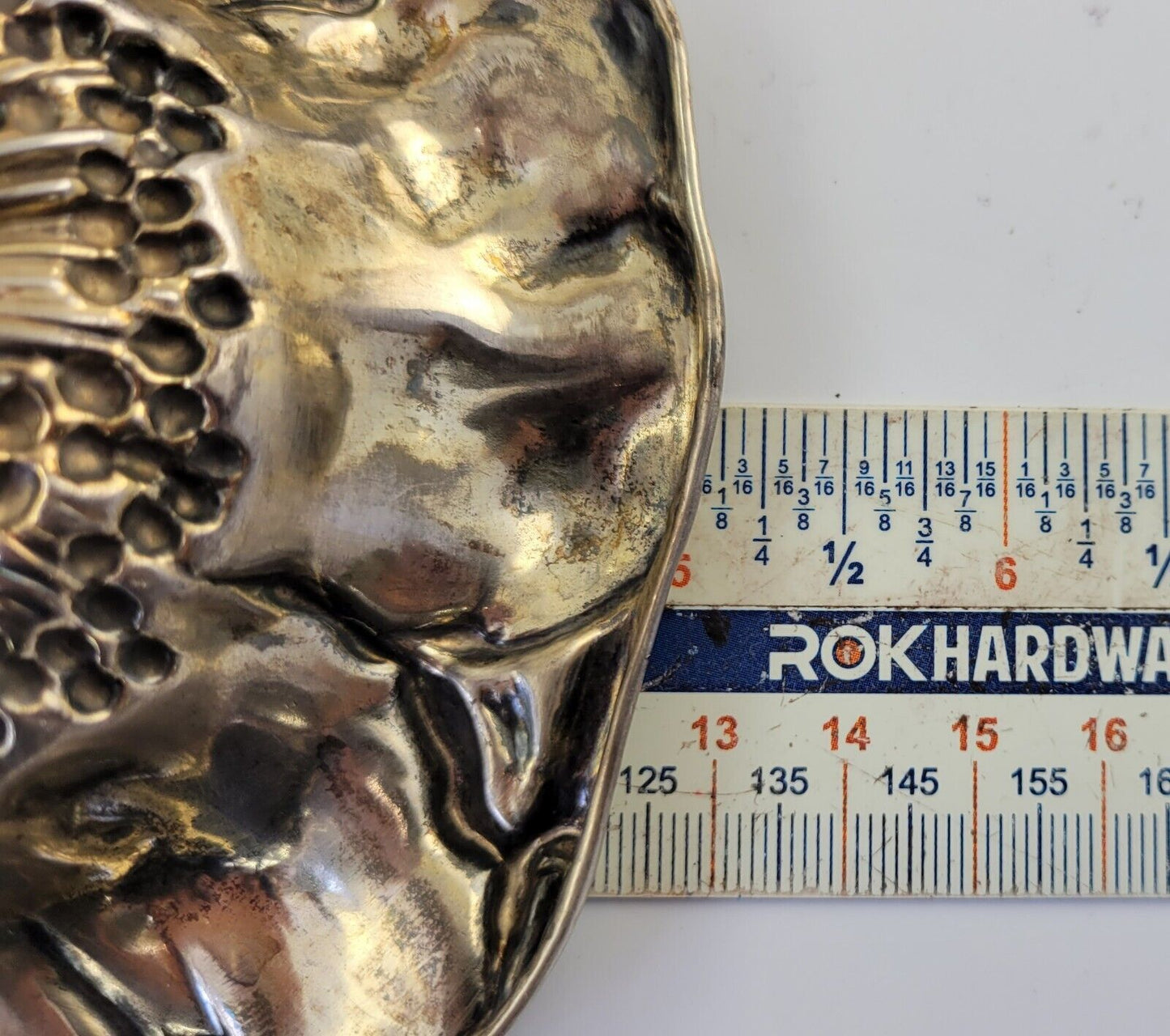 1880s Mauser Poppy Sterling Silver 5 1/2" Hand Wrought Repoussee Dish 2.4oz.