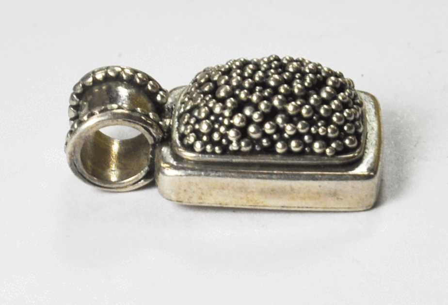 Sterling Silver Pollen Dot Cluster Domed Loaf Pendant 24mm x 14mm