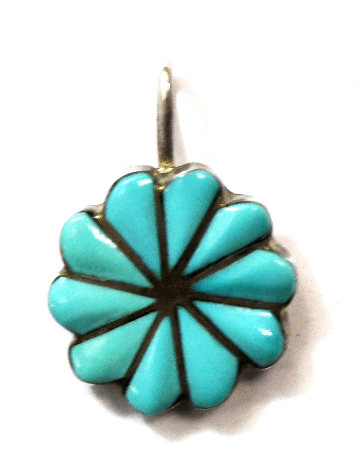 Sterling Silver GSA Teardrop Turquoise Pinwheel Pendant 22mm x 15mm