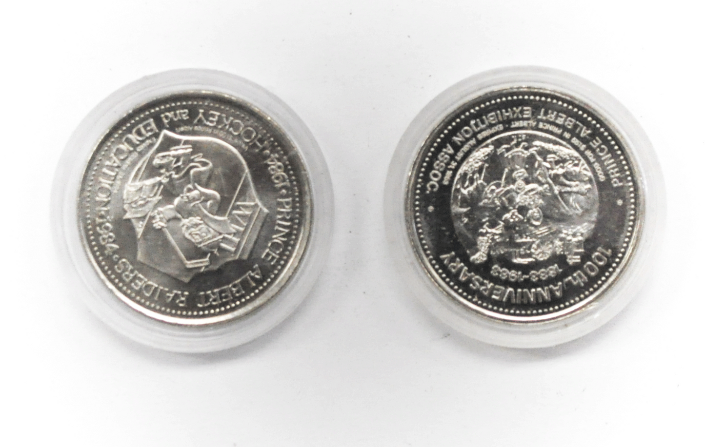 1983 84 Canada $1 Trade 2 Tokens 34mm Prince Albert Raiders Exhibition