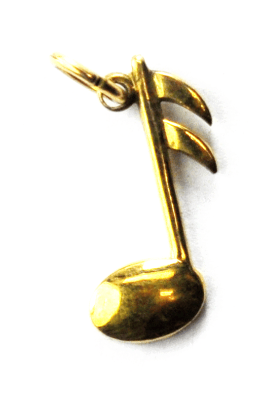 Sterling Silver Griffith Musical Note Gold Tone Charm 18mm x 7mm