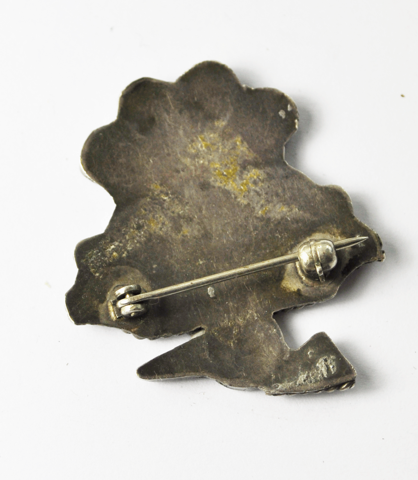 Antique Sterling Silver Zuni Inlay Thunderbird Brooch Pin 36mm x 32mm