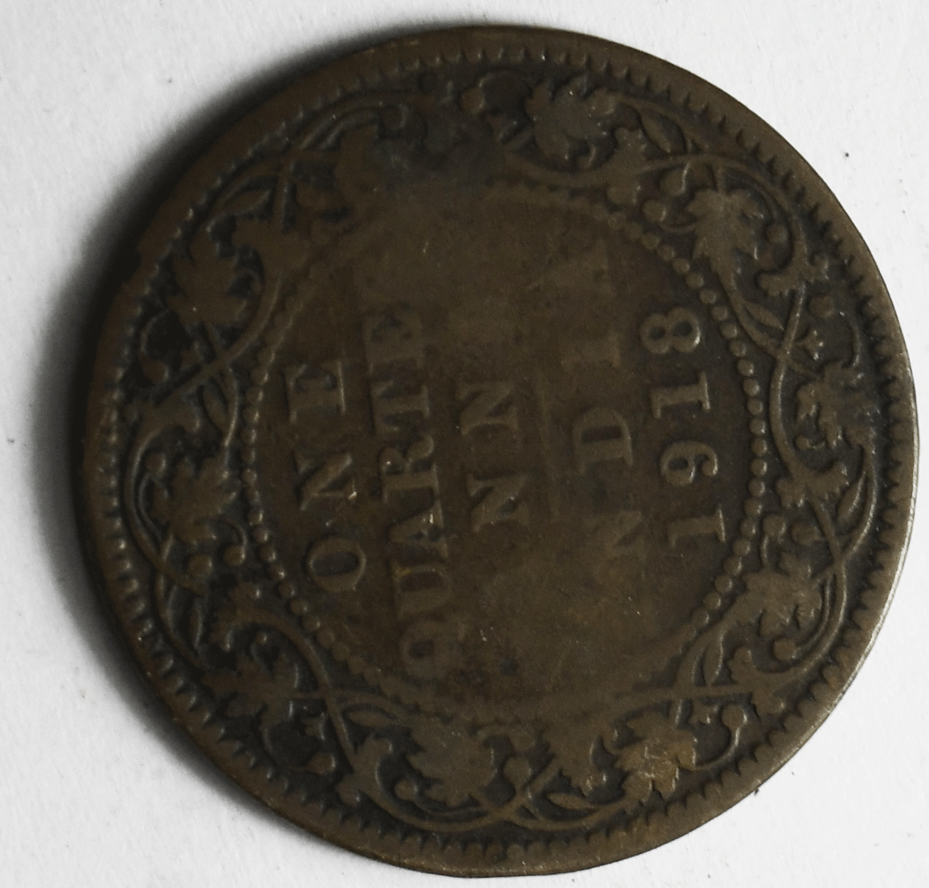 1918 India-British 1/4 Quarter Anna KM# 512