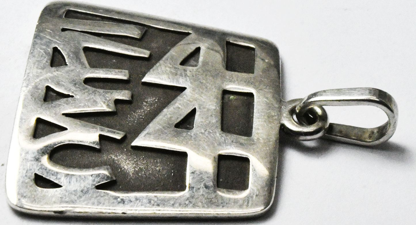 Sterling Silver Signed C I LUV U 44 Pendant 33mm x 40mm I Love You