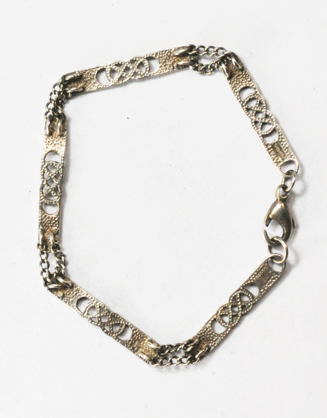 Sterling Silver MG Cross Hatch Woven Link 5mm Bracelet 7-1/4" 925 Scales