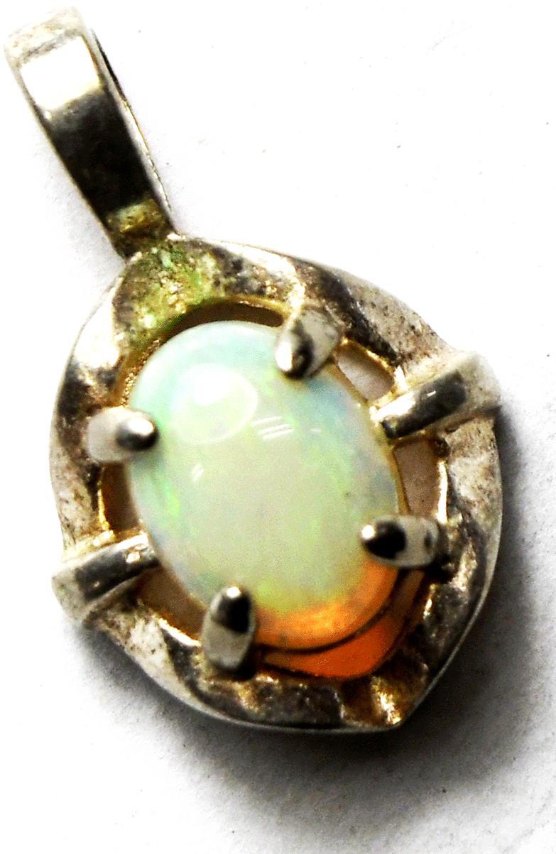 Sterling Silver PPC Oval Opal Pendant 18mm x 11mm