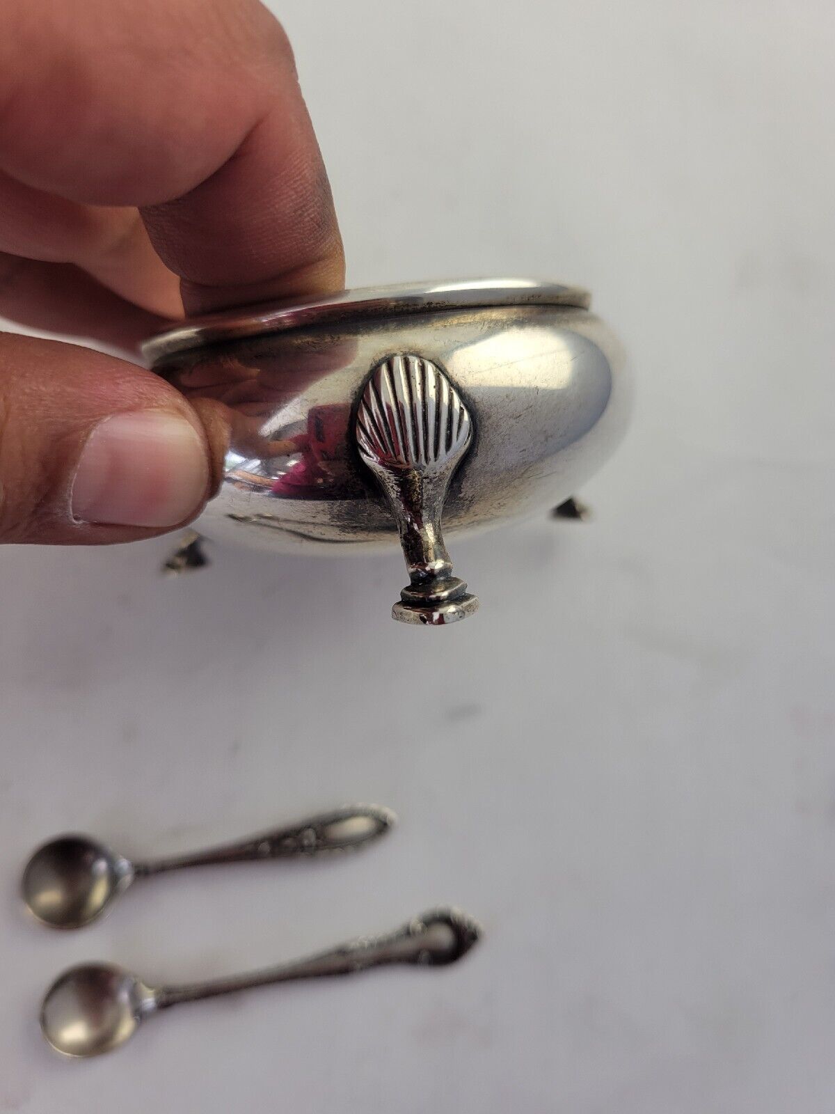 Vintage Sterling Silver Open Salt Cellars with Spoons 3.8oz.