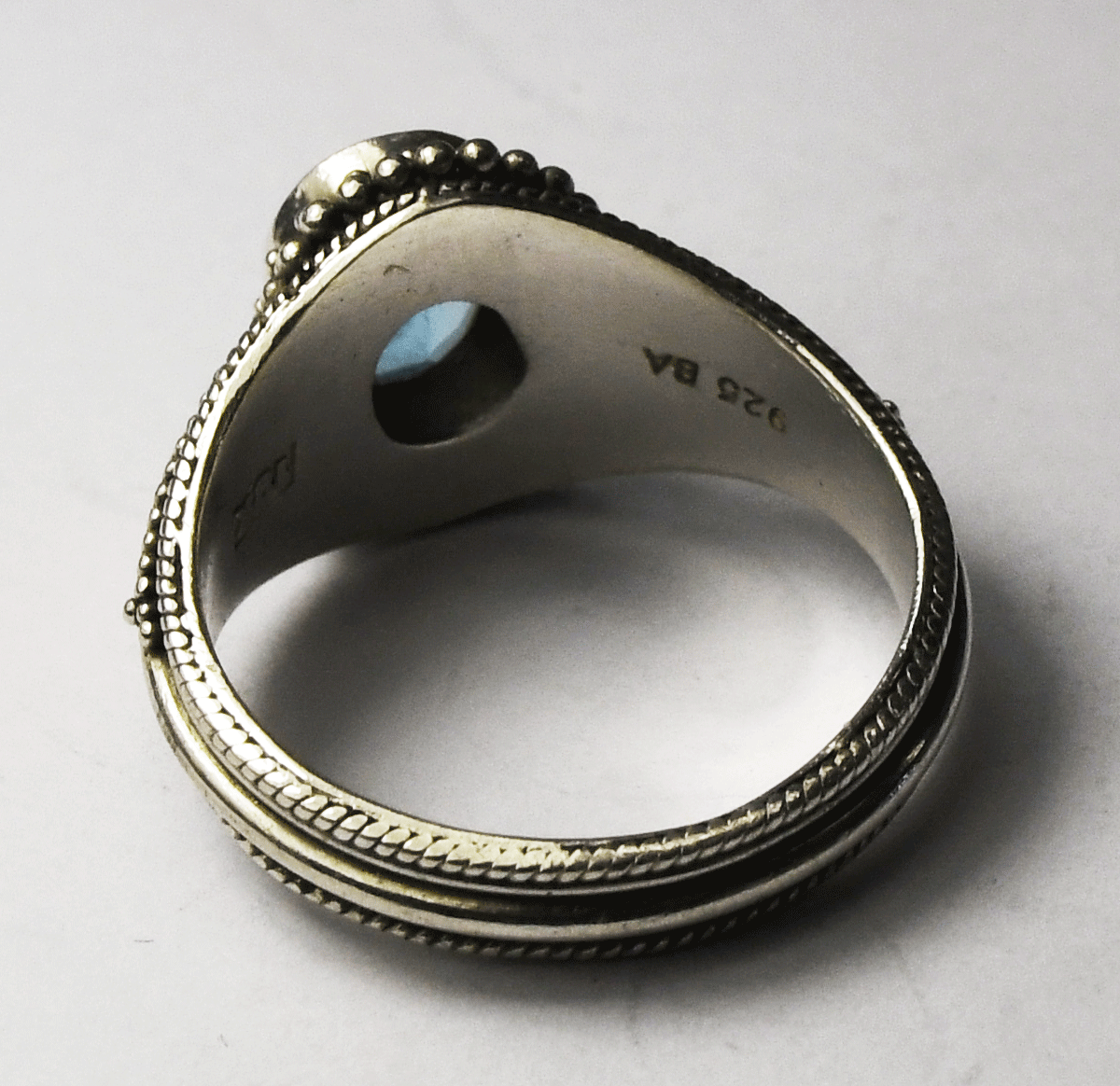 Sterling Silver Suarti 18k Two Tone Blue Topaz Ring 13mm Size 8