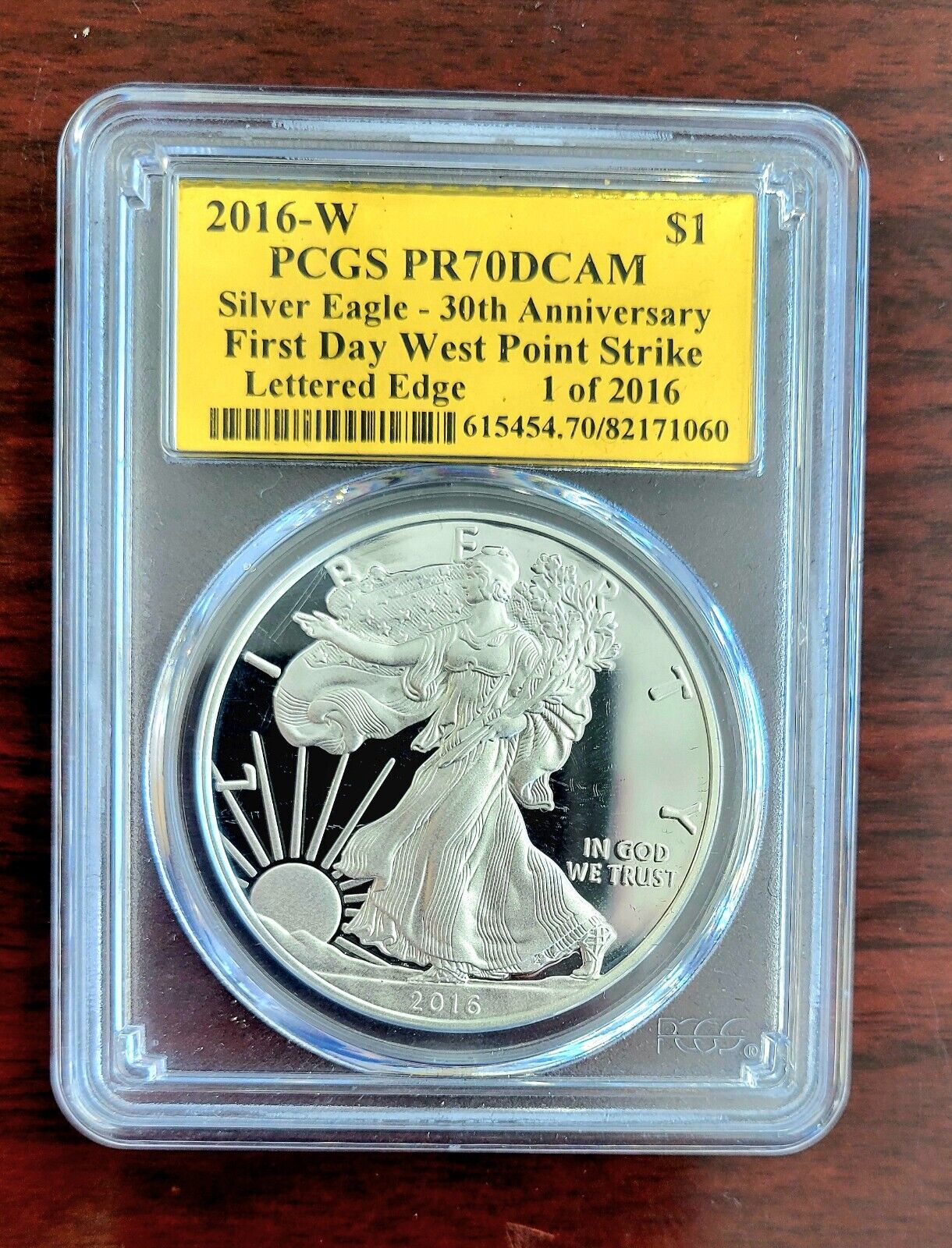 2016-W PCGS PR70DCAM Silver Eagle-30th Anniversary FIRST DAY Lettered Edge