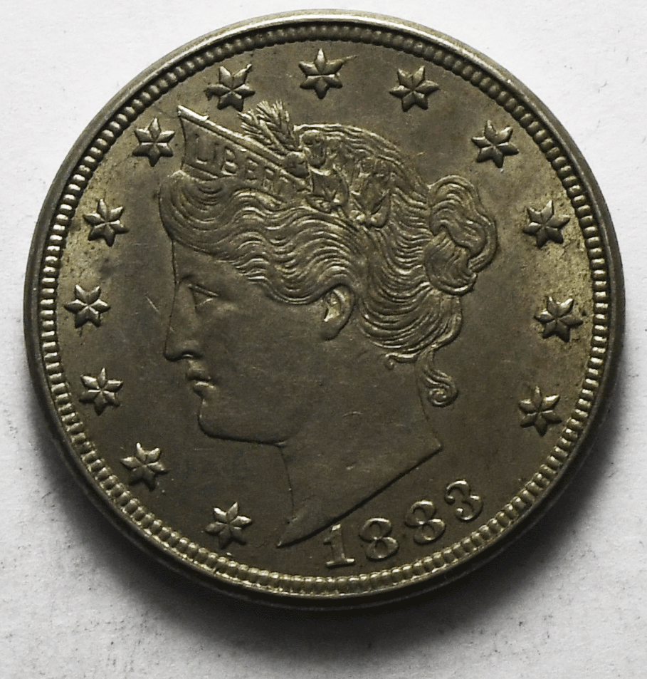 1883 No Cents 5c V Liberty Nickel Five Cents Rare US Philadelphia AU