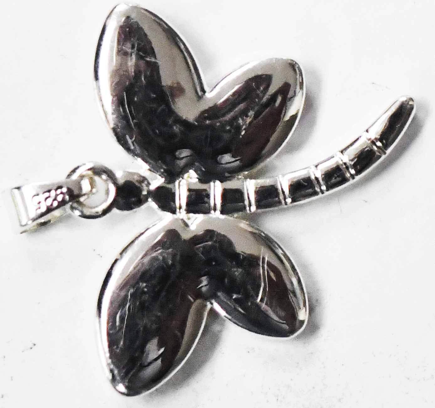 Sterling Silver Larimar Blue Dragonfly Butterfly Bug Pendant 35mm x 32mm