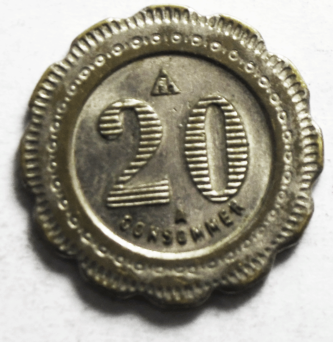 France 20 Centimes Token Consommer Depose Anchor 19mm