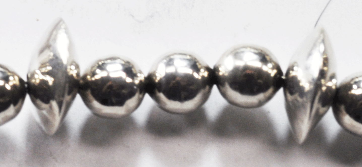 Sterling Silver MVH Handmade Bead Necklace 13m Round 21mm Disc 27"