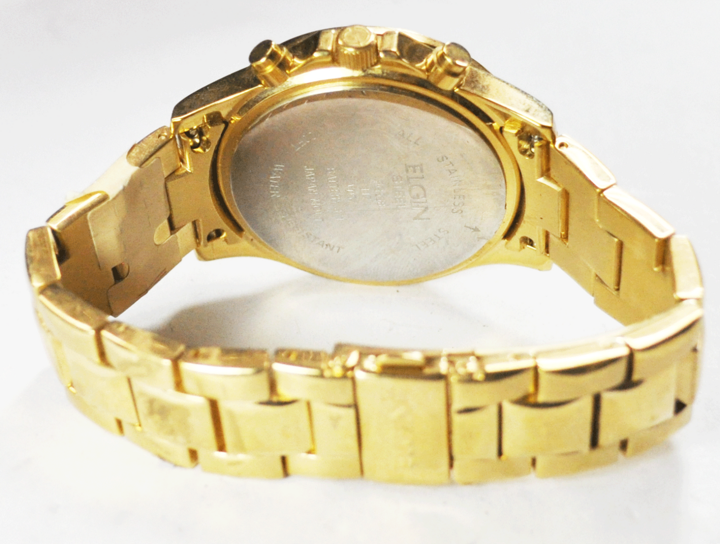 Elgin Steel Split Second Chrongraph Date Sport Wristwatch Gold Tone 42mm FG558