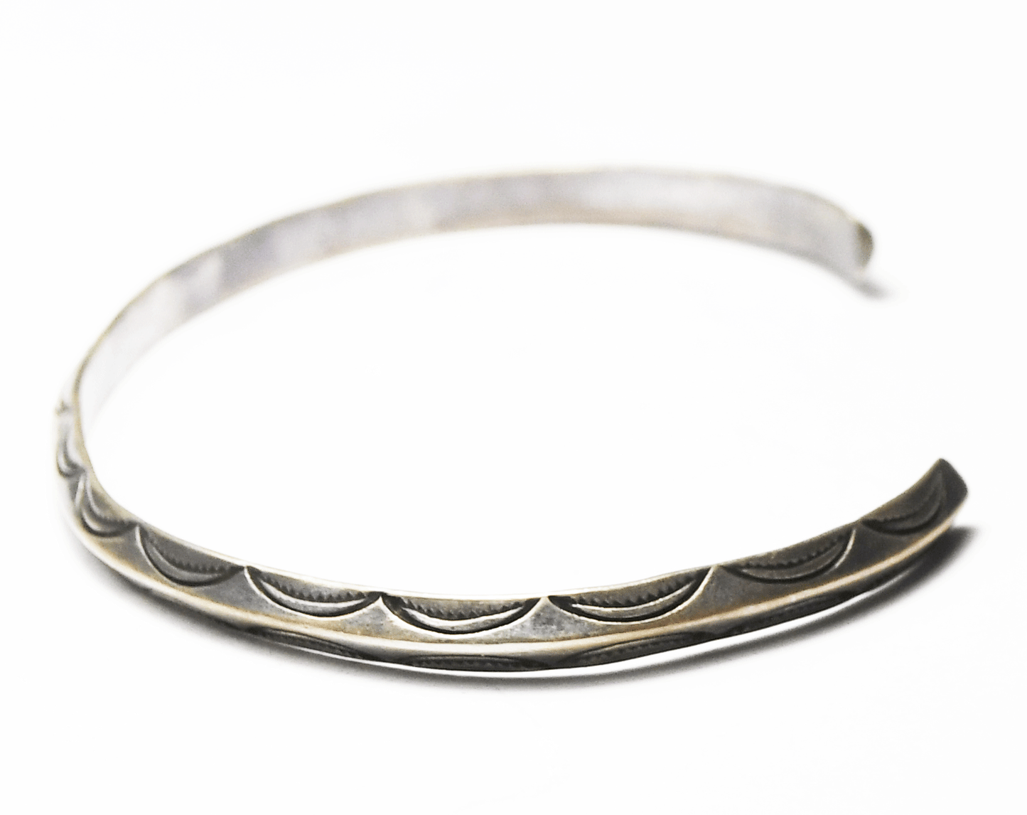 Sterling Silver 4mm Triangular Bar Cuff Bracelet 7" Wrist