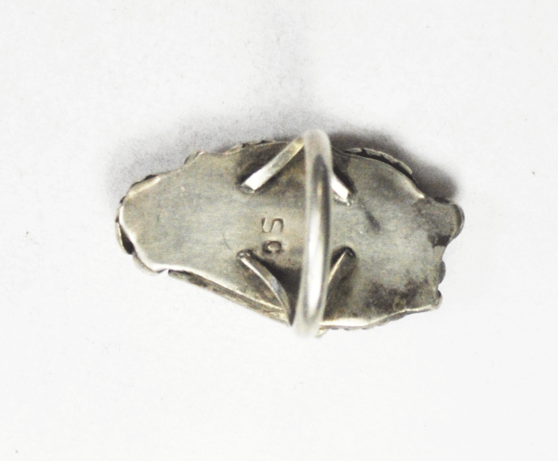 Sterling Silver Sarah Curley Bolo End Onyx Ellipse Floral 35mm Ring Size 5