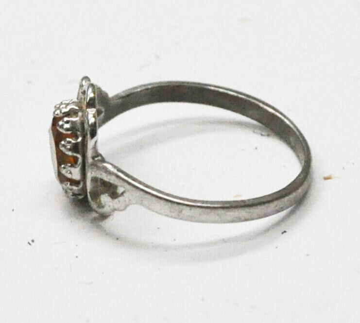 Sterling Silver Seta Orange Stone Filigree 13mm Ring Size 9