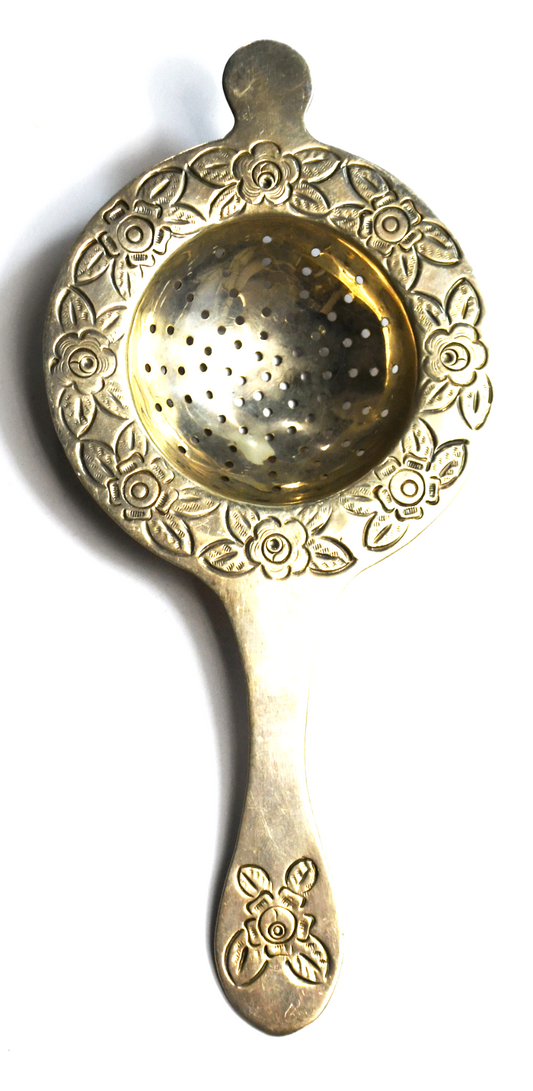 Sterling Silver Mexico Maciel Flower Tea Strainer Infuser 6-3/4"