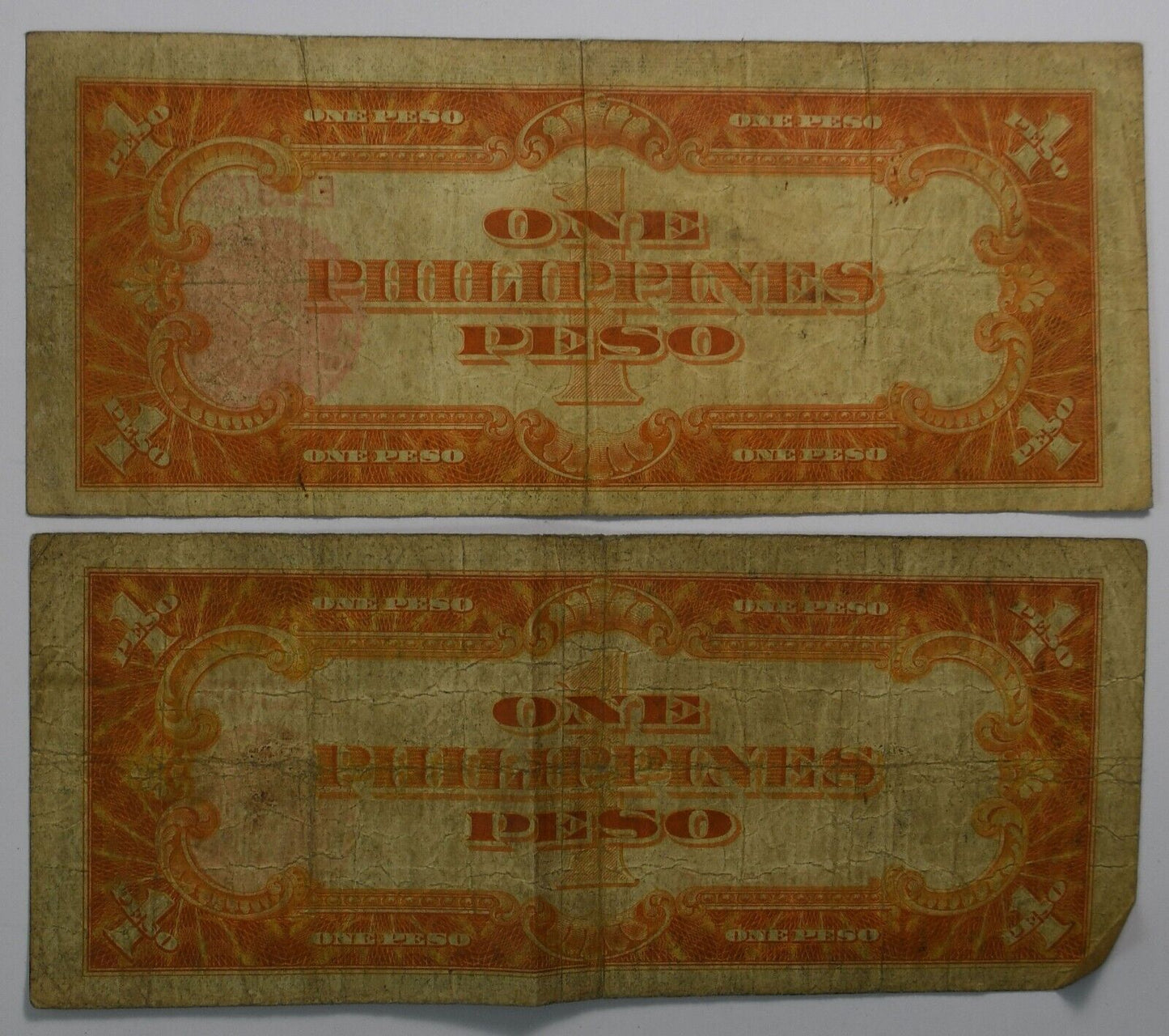 1936 & 1941 Philippines One 1 Peso Banknotes D12500352D E1397601E