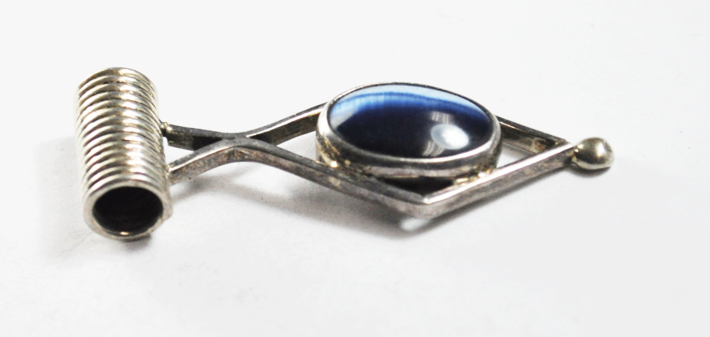 Mexico Sterling Silver Blue Star Sapphire Slide 7mm Bale Pendant 55mm x 20mm