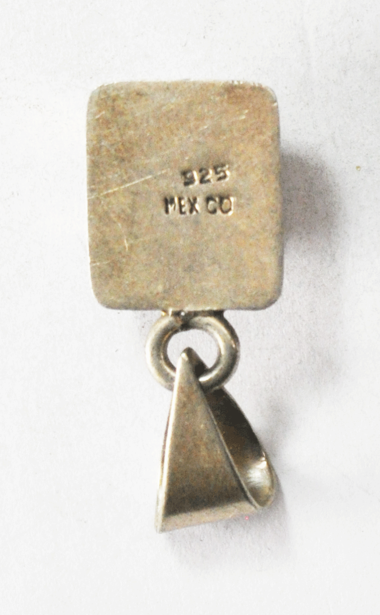 Sterling Silver Black Onyx Rectangle Mexico 32mm x 15mm Pendant 7mm Bale