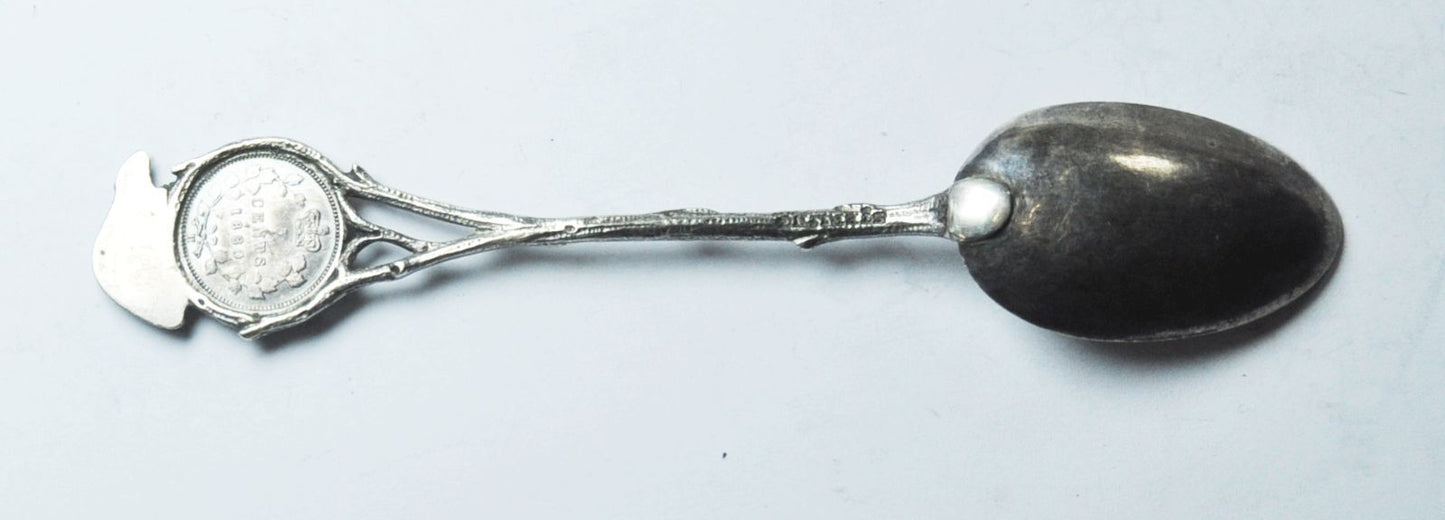 Kingston Ontario Canada Sterling Silver Souvenir Spoon 1880H Half Dime 4.5"