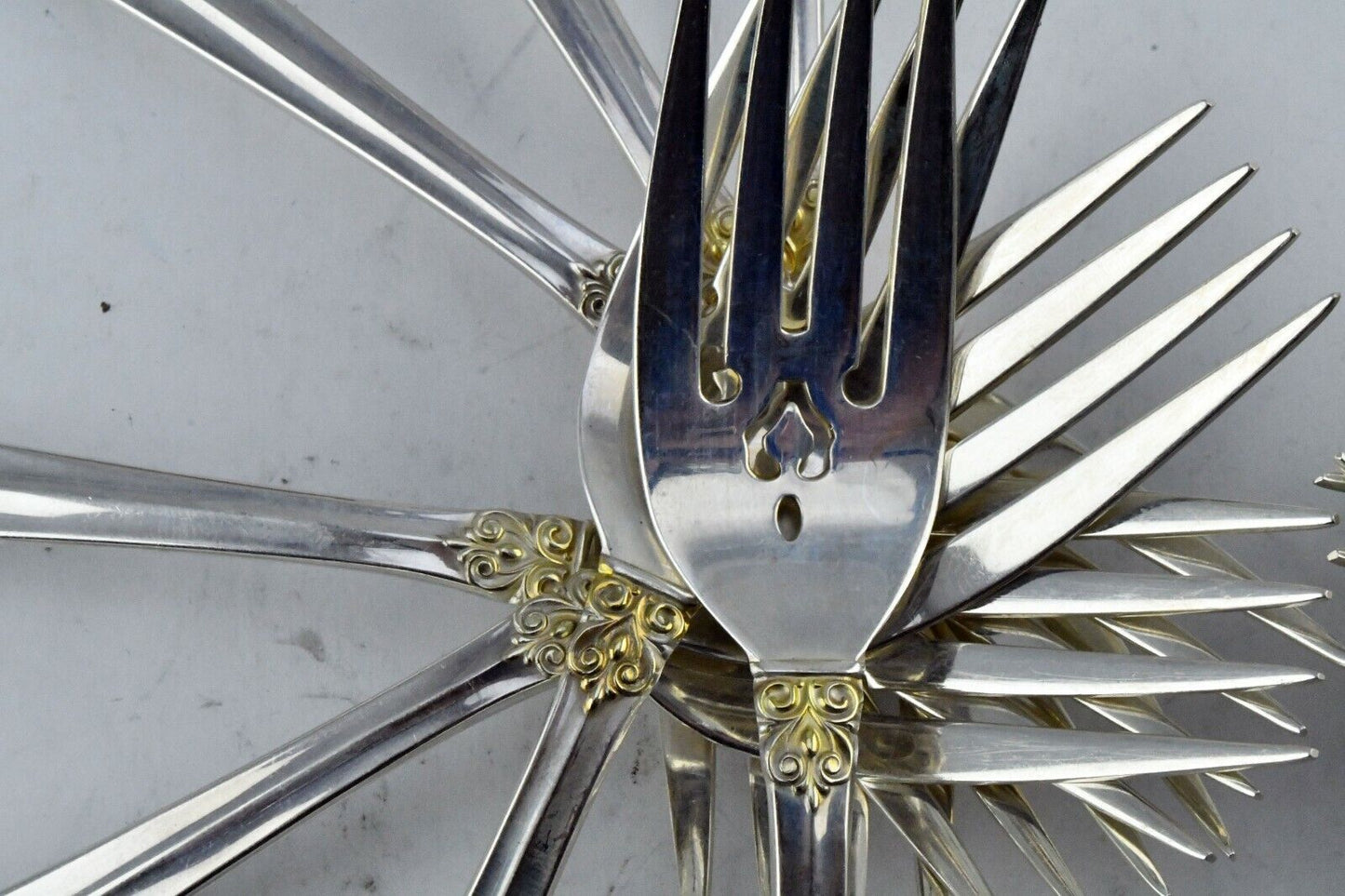 14pc. Hispana-Sovereign "Gold" by Gorham Sterling 6 7/8" Salad Fork 21oz.