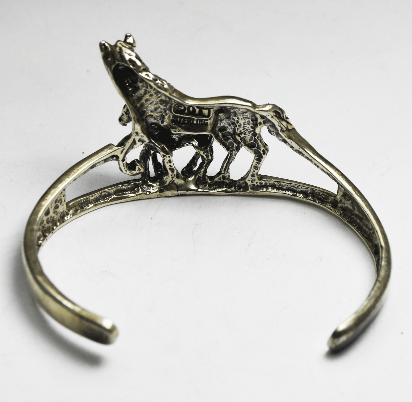 Sterling Silver OTT Double Horse Split Cuff Bracelet 36mm 7" Wrist