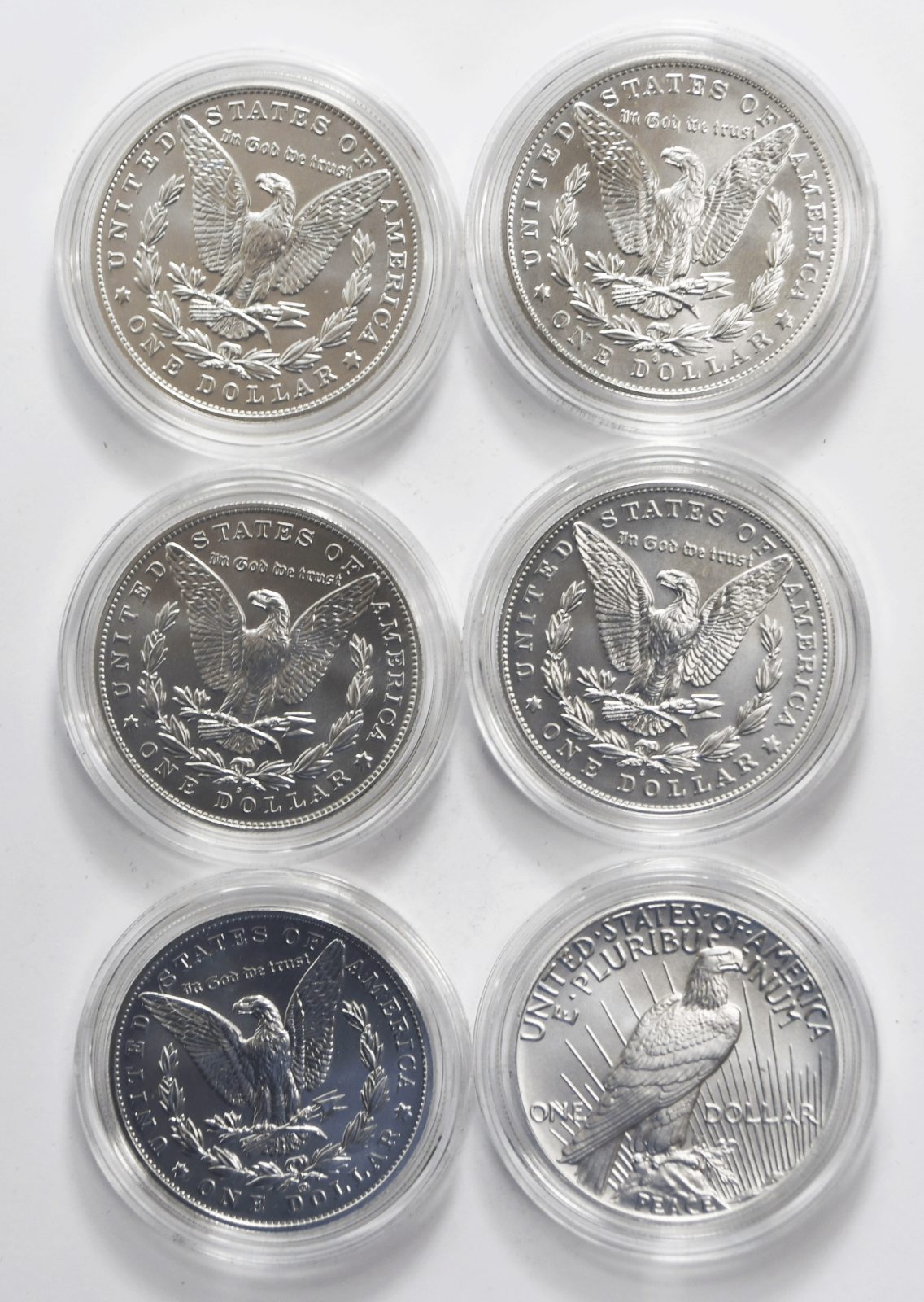 2021 $1 Commemorative Silver Dollar 6 Coin Morgan & Peace Set w Box & COA