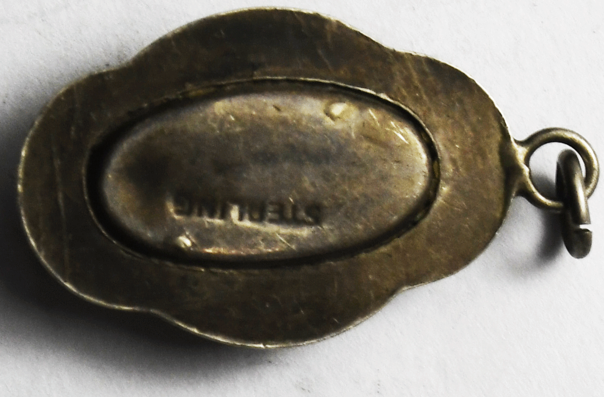 Sterling Vintage Mother of Pearl MOP Charm Pendant 25mm x 15mm