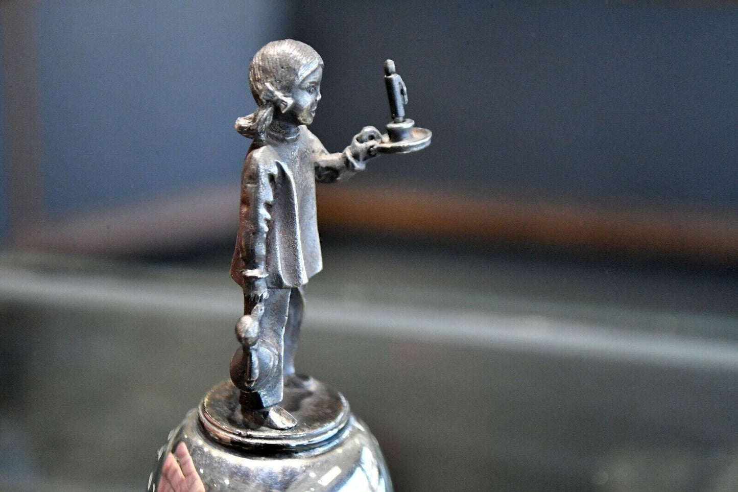 1977 Christmas Danbury Mint Bell Girl holding Candle with Doll 4 1/2" Tall