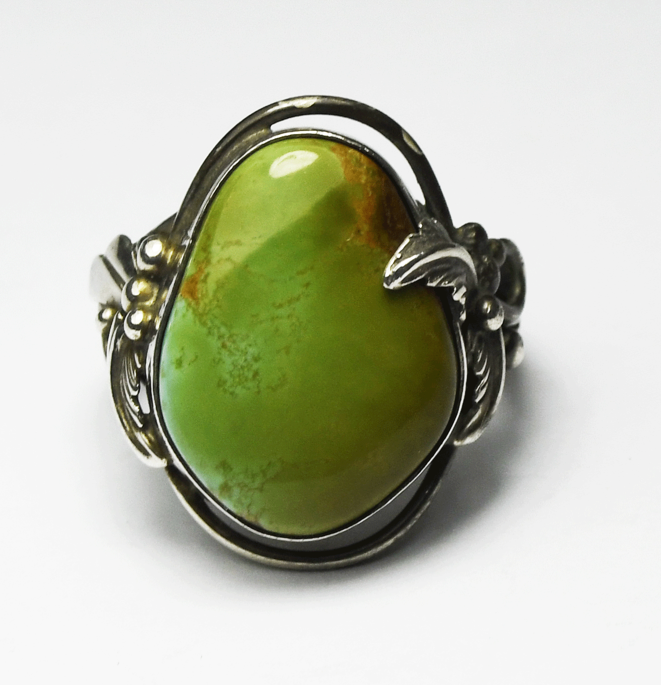 Sterling Silver E Piaso Green Turquoise Ring 24mm Size 8-1/2