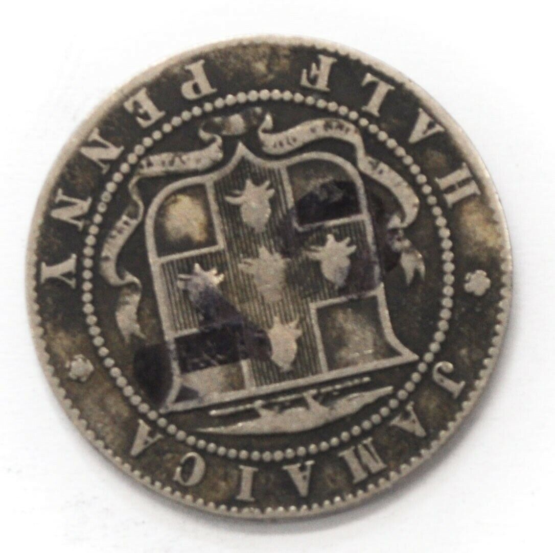 1907 Jamaica 1/2 Half Penny Copper Nickel Coin KM# 22 Low Mintage