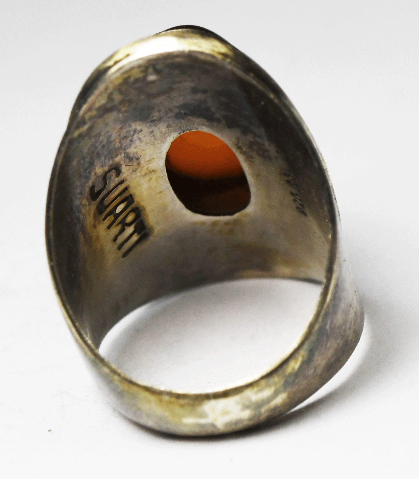 Bali Suarti Two Tone Oval Amber Ring 28mm Size 6 Gold Accent